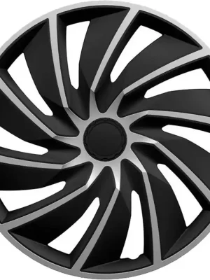Ozdobné kryty kol / poklice 15 palců - Turbo Silver Black - sada 4ks Nejprodávanější