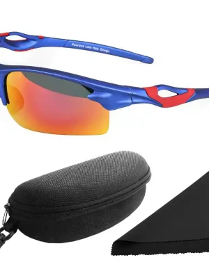Brýle sluneční Polarized 174 - obroučky modré / skla červeno-zlatá zrcadlová / polarizační skla / pouzdro a utěrka Top Prodej