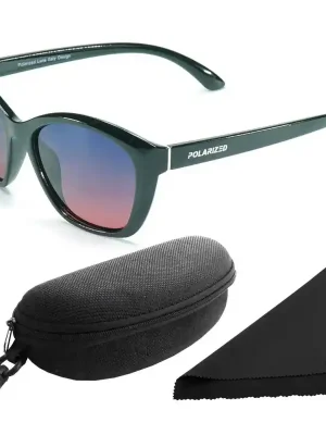 Rychlé Dodání Brýle sluneční Polarized 206 - obroučky černé / skla modro-růžová / polarizační skla / pouzdro a utěrka