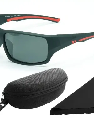 Aktuální Brýle sluneční Polarized 247 - obroučky černé-červené / skla tmavá / polarizační skla / pouzdro a utěrka