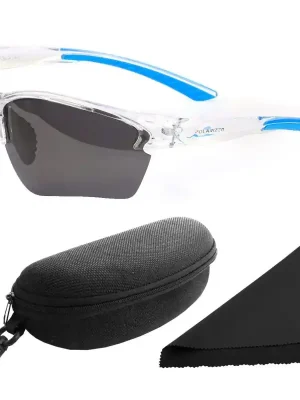 Nakupujte Hned Brýle sluneční Polarized 251 - obroučky průhledné-modré / skla tmavá / polarizační skla / pouzdro a utěrka