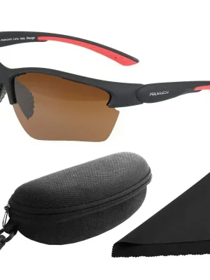 Nová Kolekce Brýle sluneční Polarized 251 - obroučky červené-černé / skla hnědá / polarizační skla / pouzdro a utěrka