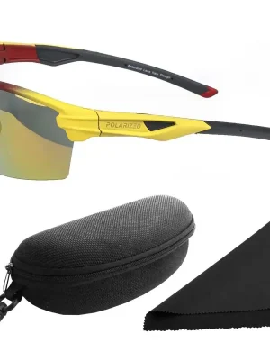 Výprodej Brýle sluneční Polarized 255 - obroučky červené / skla červeno-zlatá zrcadlová / polarizační skla / pouzdro a utěrka