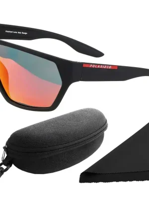 Brýle sluneční Polarized 261 - obroučky černé / skla červeno-zlatá zrcadlová / polarizační skla / pouzdro a utěrka Top Prodej