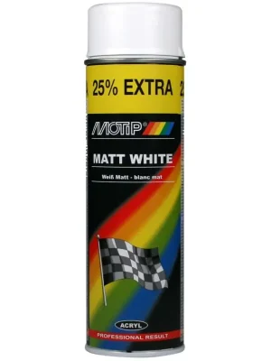 Novinka Barva bílá matná 500ml - rychleschnoucí akrylový lak pro dřevěné / kovové / hliníkové / skleněné / kamenné povrchy / plast