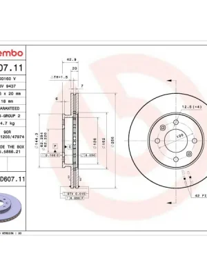 Vysoce Kvalitní Brzdový kotouč BREMBO 09.D607.11