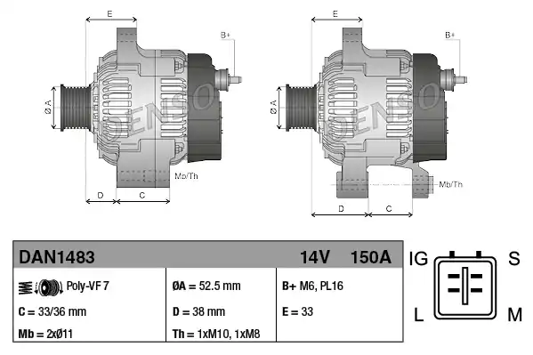 Generátor DENSO DAN1483 Zlevněný