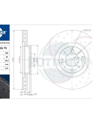 Brzdový kotouč ROTINGER RT 20349-GL T5 Nová Kolekce