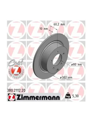 Brzdový kotouč ZIMMERMANN 380.2112.20 Pouze Dnes