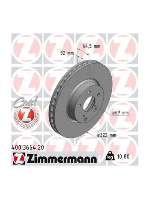 Brzdový kotouč ZIMMERMANN 400.3664.20 Výhodná Nabídka