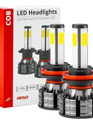 LED žárovky hlavního svícení COB 4Side H8/H9/H11 AMiO Výprodej