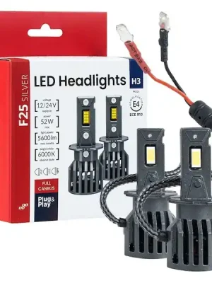 Tovární Cena LED žárovky hlavního svícení Série F25 SILVER FULL CANBUS H3 52W 12V 24V AMIO-04702