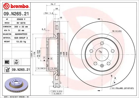 Aktuální Brzdový kotouč BREMBO 09N26521