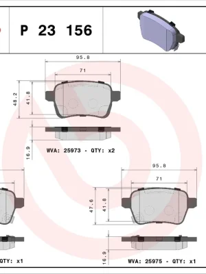 Akční Cena Sada brzdových destiček, kotoučová brzda BREMBO P23156
