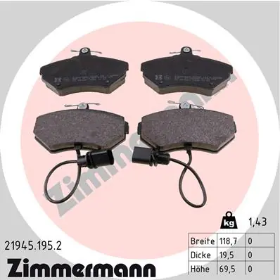 Kup Teď Sada brzdových destiček, kotoučová brzda ZIMMERMANN 219451952