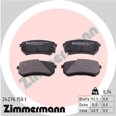 Sezónní Sleva Sada brzdových destiček, kotoučová brzda ZIMMERMANN 242761501