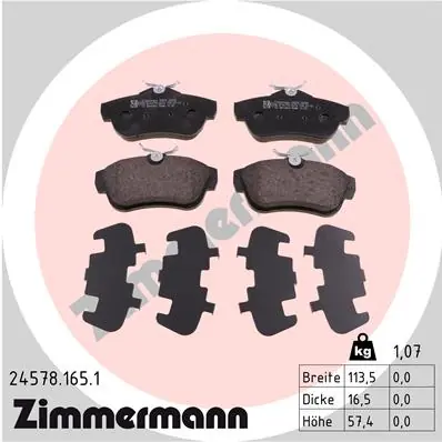 Sada brzdových destiček, kotoučová brzda ZIMMERMANN 245781651 Nejprodávanější