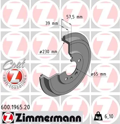 Brzdový buben ZIMMERMANN 600196520 Aktuální