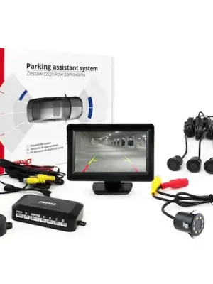 Parkovací asistent 4 senzory černé GOLD 18mm TFT01 4,3 `s kamerou night vision CAM-301 LED 18mm Ověřený