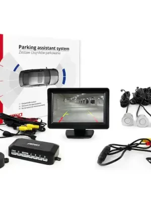 Parkovací asistent 4 senzory stříbrné TFT01 4,3 `s kamerou night vision CAM-315 LED Jen Po Omezenou Doba