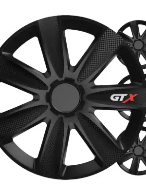 Nová Kolekce Poklice na kola 4ks sada GTX černá carbon 17" COLOR BOX