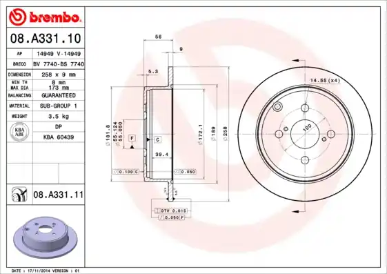Aktuální Brzdový kotouč BREMBO 08A33111