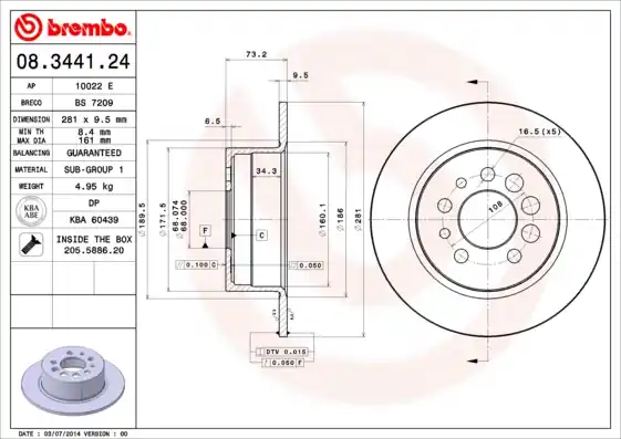 Brzdový kotouč BREMBO 08344124 Oblíbený