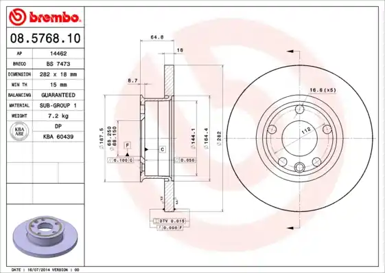 Bezpečná Platba Brzdový kotouč BREMBO 08576810