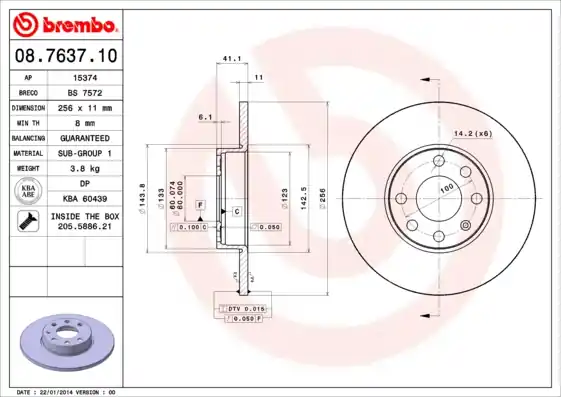 Brzdový kotouč BREMBO 08763710 Nejlepší Cena