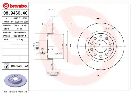 Brzdový kotouč BREMBO 08946041 Aktuální