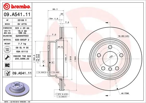 Kup Teď Brzdový kotouč BREMBO 09A54111