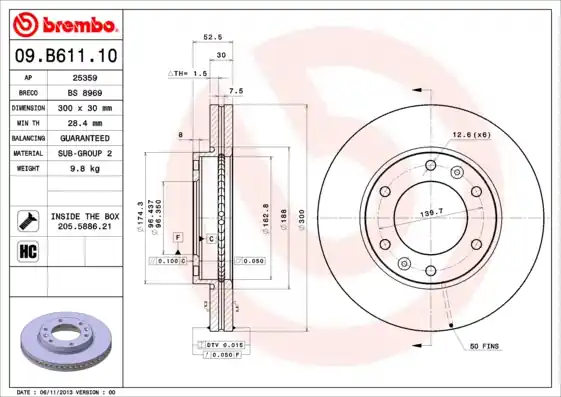 Nejlepší Cena Brzdový kotouč BREMBO 09B61110