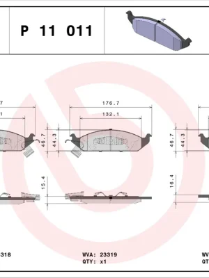 Tovární Cena Sada brzdových destiček, kotoučová brzda BREMBO P11011