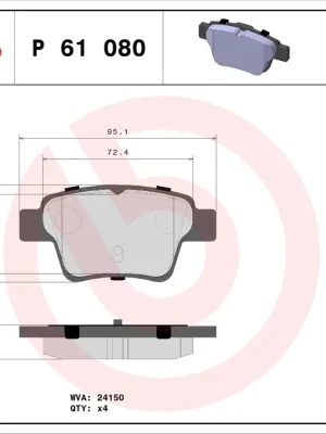Hit Sezóny Sada brzdových destiček, kotoučová brzda BREMBO P61080