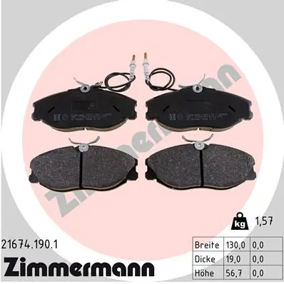 Odeslání Ihned Sada brzdových destiček, kotoučová brzda ZIMMERMANN 216741901