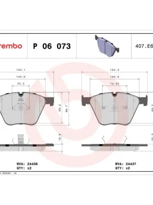 Sada brzdových destiček, kotoučová brzda BREMBO P 06 073 Poslední Šance