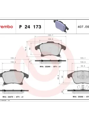 Cenový Hit Sada brzdových destiček, kotoučová brzda BREMBO P 24 173