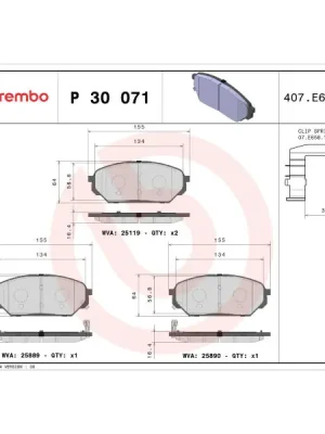 Výhodná Nabídka Sada brzdových destiček, kotoučová brzda BREMBO P 30 071