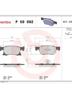Přímo Od Výrobce Sada brzdových destiček, kotoučová brzda BREMBO P 59 092