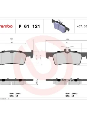Nejlepší Volba Sada brzdových destiček, kotoučová brzda BREMBO P 61 121