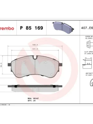 Sada brzdových destiček, kotoučová brzda BREMBO P 85 169 Nejlepší Cena
