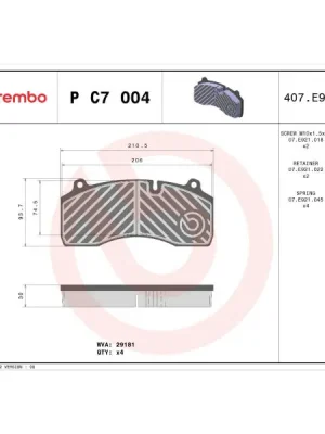 Sada brzdových destiček, kotoučová brzda BREMBO P C7 004 Novinka