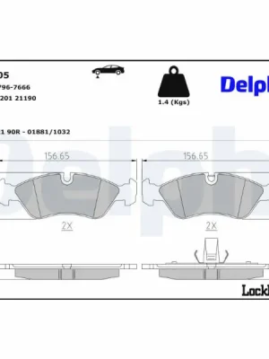 Sada brzdových destiček, kotoučová brzda DELPHI LP1605 Horká Nabídka