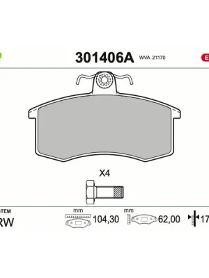 Cenově Výhodný Sada brzdových destiček, kotoučová brzda VALEO 301406A