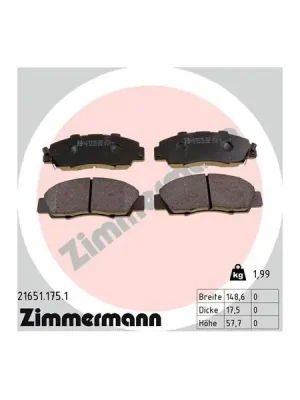 Originální Sada brzdových destiček, kotoučová brzda ZIMMERMANN 21651.175.1