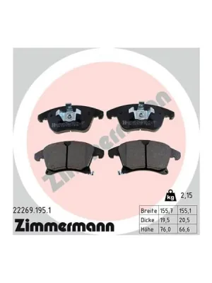 Akční Nabídka Sada brzdových destiček, kotoučová brzda ZIMMERMANN 22269.195.1