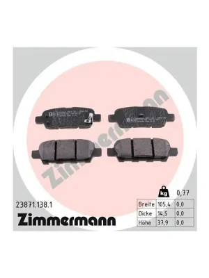 Autentický Sada brzdových destiček, kotoučová brzda ZIMMERMANN 23871.138.1