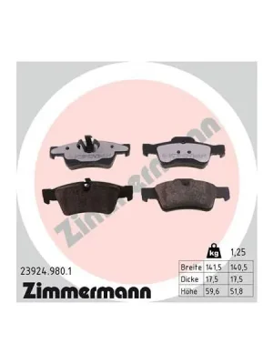 Sada brzdových destiček, kotoučová brzda ZIMMERMANN 23924.980.1 Oblíbený