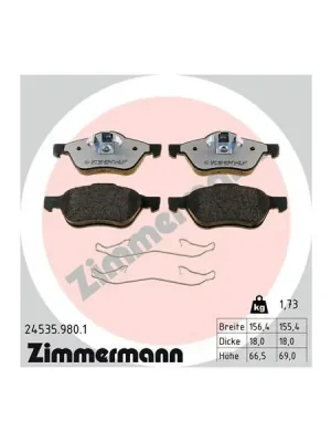Expresní Doručení Sada brzdových destiček, kotoučová brzda ZIMMERMANN 24535.980.1