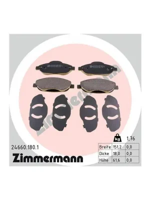 Sada brzdových destiček, kotoučová brzda ZIMMERMANN 24660.180.1 Bezpečná Platba
